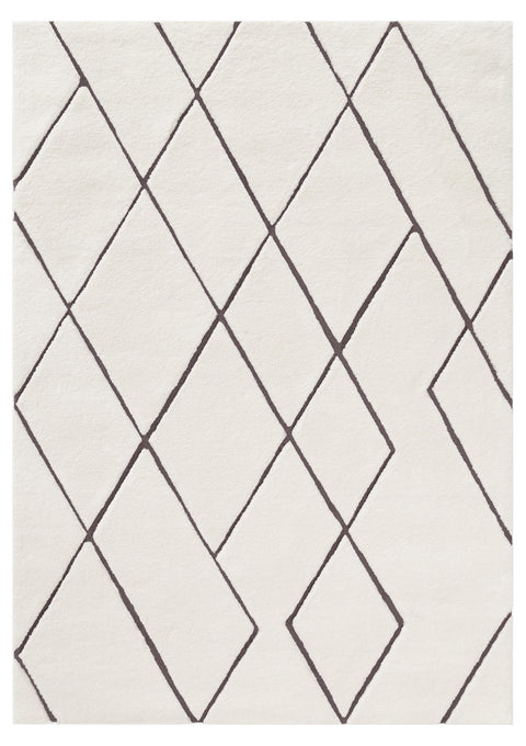 Kayla Cream and Charcoal Grey Tribal Shag Rug