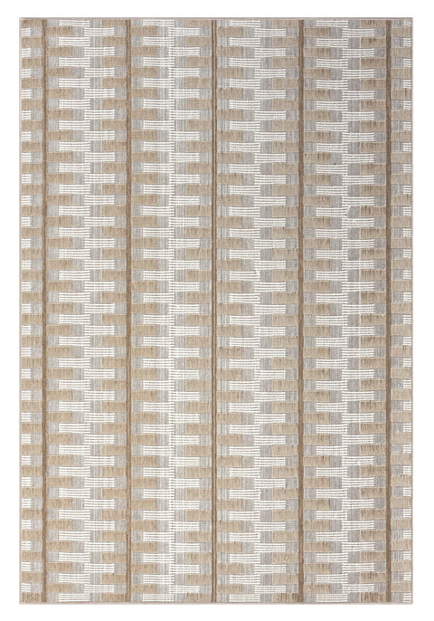 Krystal Brown and Ivory Geometric Flatweave Indoor Outdoor Rug
