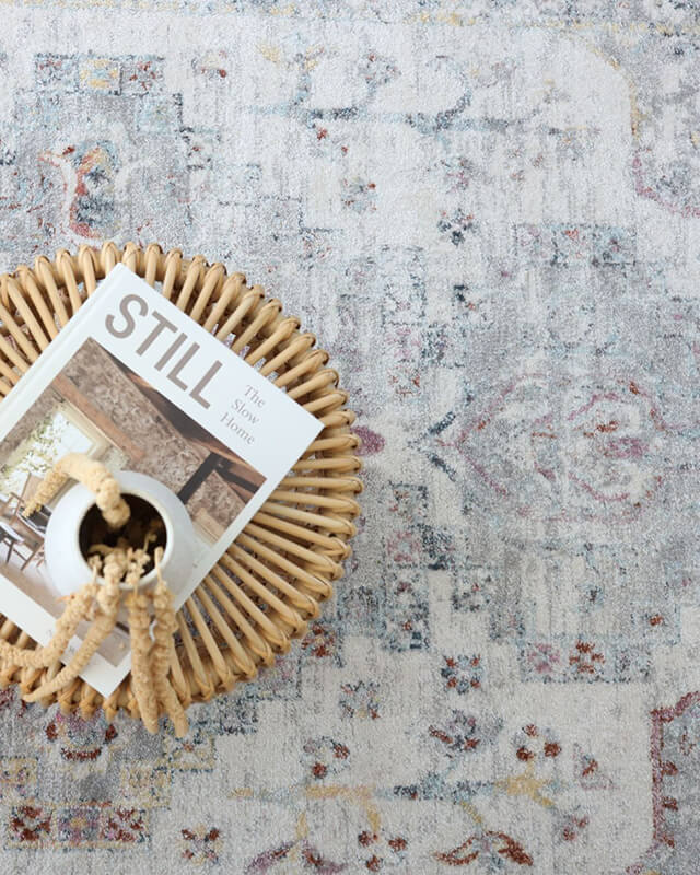 Lara Orange and Purple Multi-Colour Distressed Rug