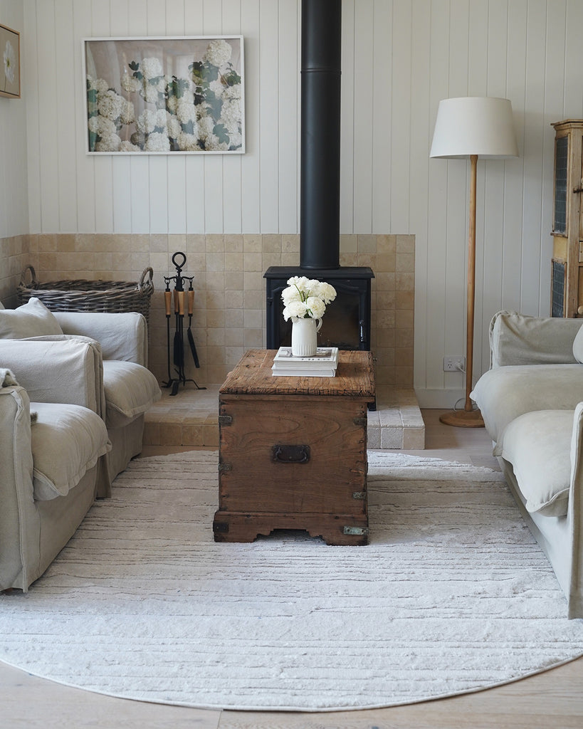 Leilani Ivory Cream Textured Round Rug