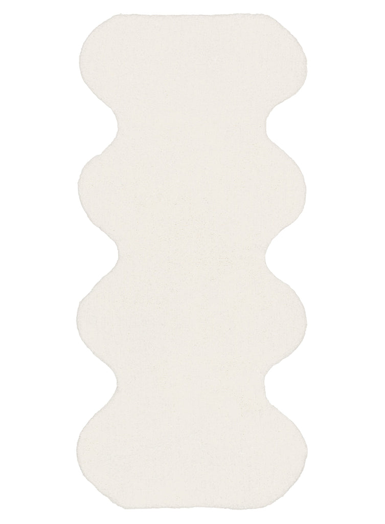 Lianna Cream Scallop Washable Bath Mat
