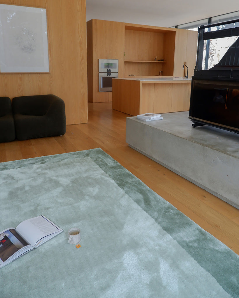 Lila Green Bordered Shag Rug