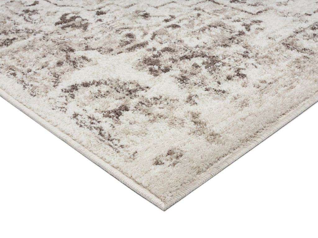Liliana Cream And Brown Traditional Distressed Floral Runner Rug
