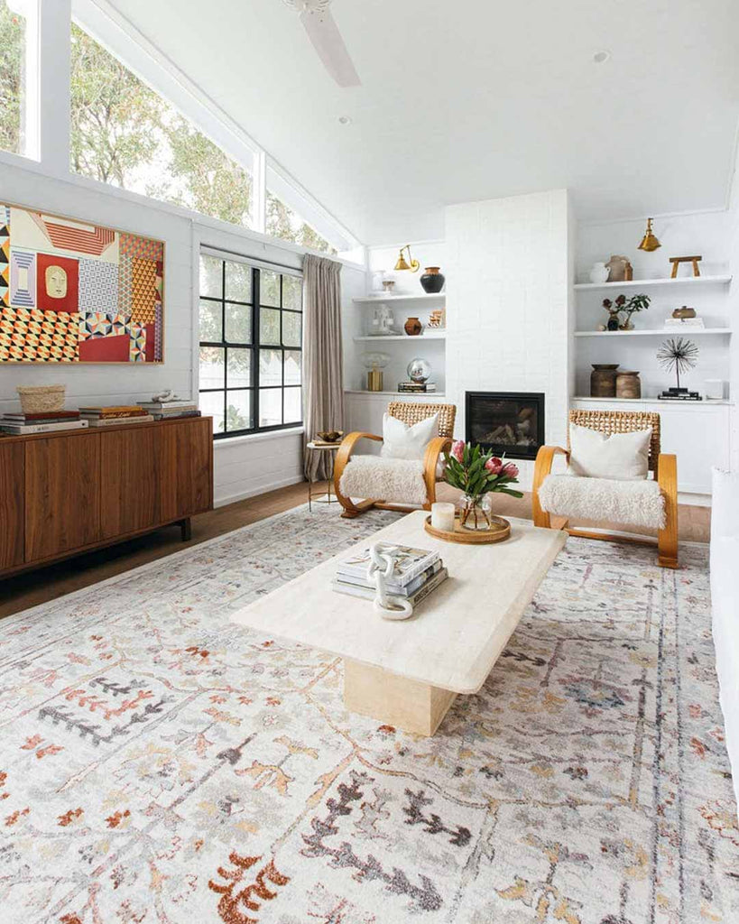 Livvie Blue and Orange Multi-Colour Distressed Rug