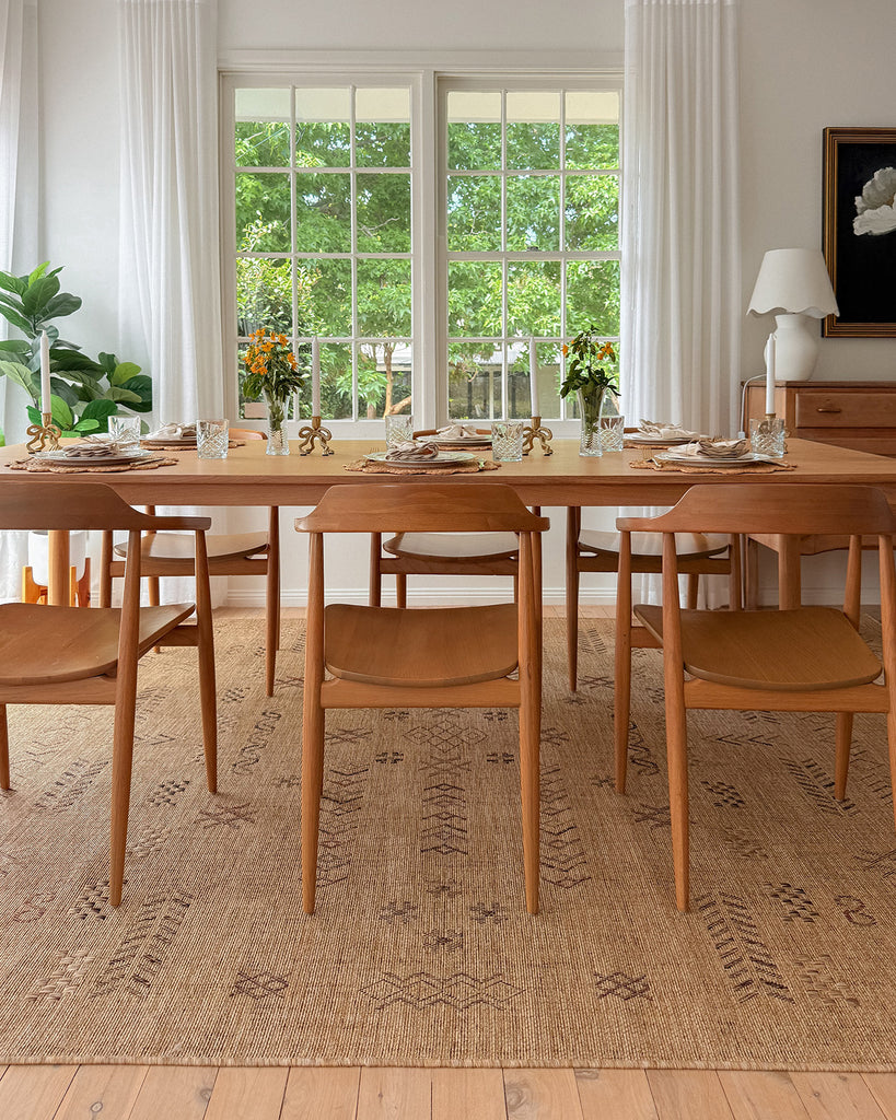 Loom Sand Beige and Stone Tribal Pattern Indoor Outdoor Rug