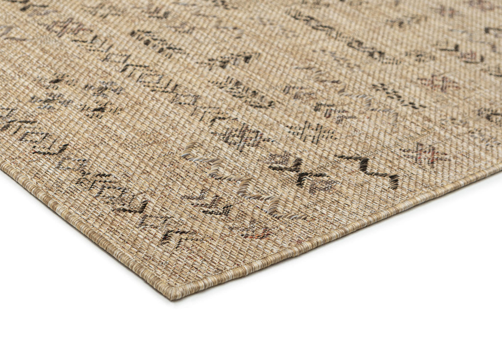Loom Sand Beige and Stone Tribal Pattern Indoor Outdoor Runner Rug