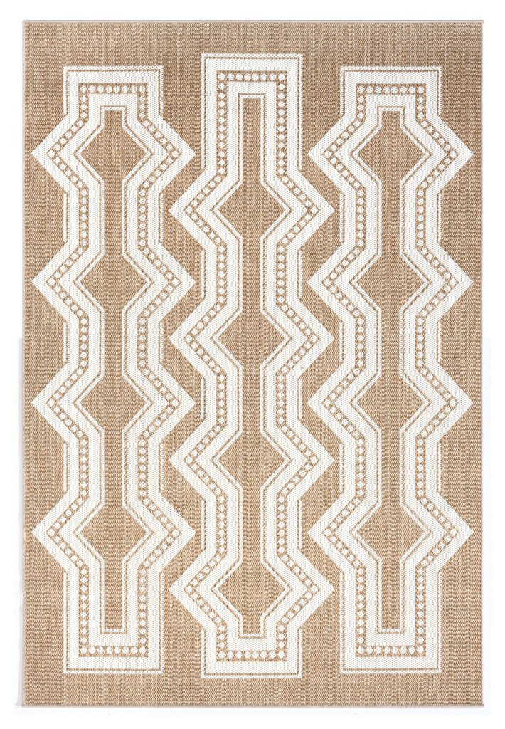 Lora Brown and Ivory Tribal Flatweave Indoor Outdoor Rug