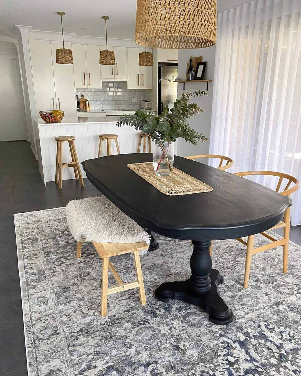 Lorna Grey Blue and Ivory Transitional Distressed Motif Rug