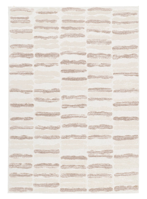 Luiza Ivory and Beige Abstract Striped Rug