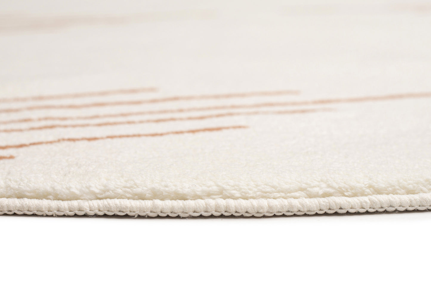 Lyra Ivory and Brown Diamond Stripe Washable Round Rug