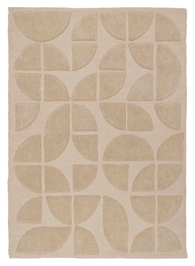 Mai Beige Geometric Washable Wool Rug