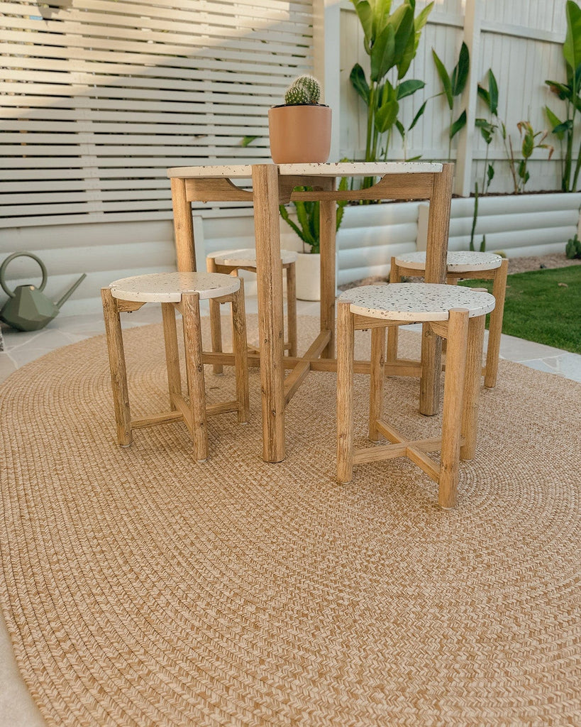 Malia Beige Braided Flatweave Indoor Outdoor Oval Rug
