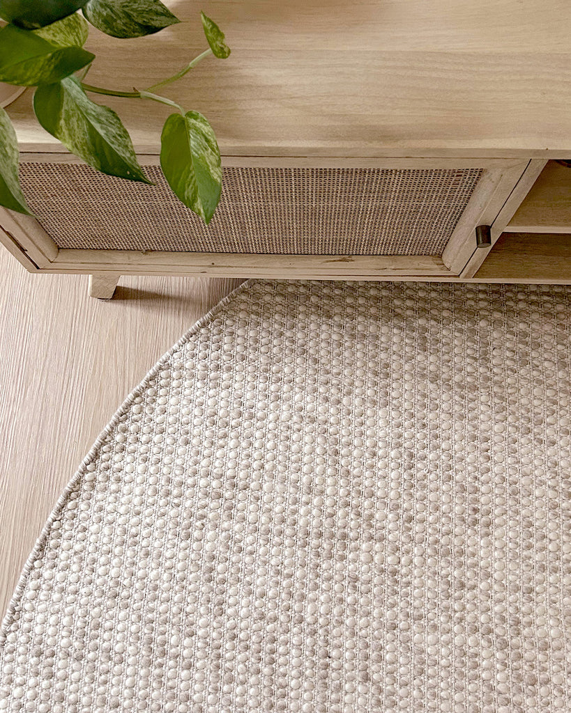 Mallory Marbled Cream and Grey Chunky Wool Round Rug