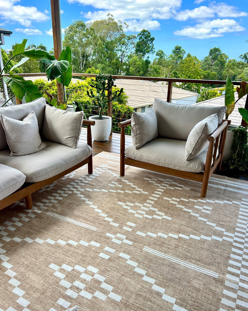 Marga Beige Ivory Indoor Outdoor Washable Rug