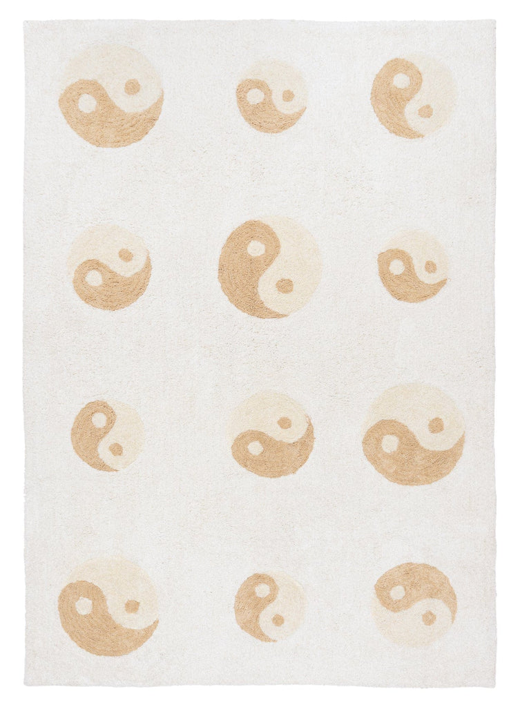 Marika Cream and Beige Yin Yang Cotton Washable Rug