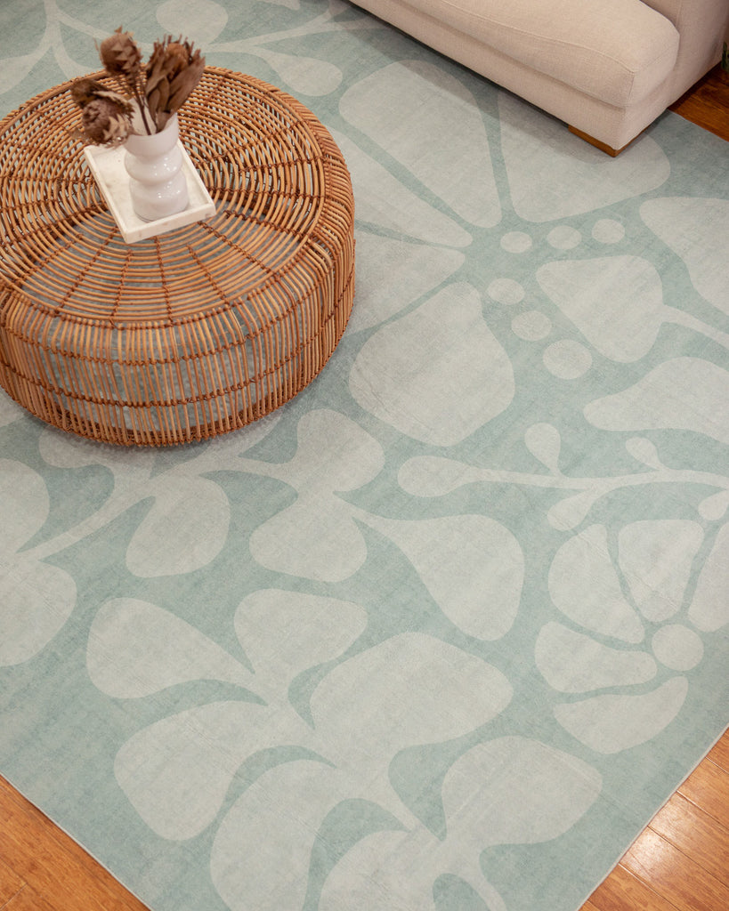 Marion Blue Botanical Washable Rug