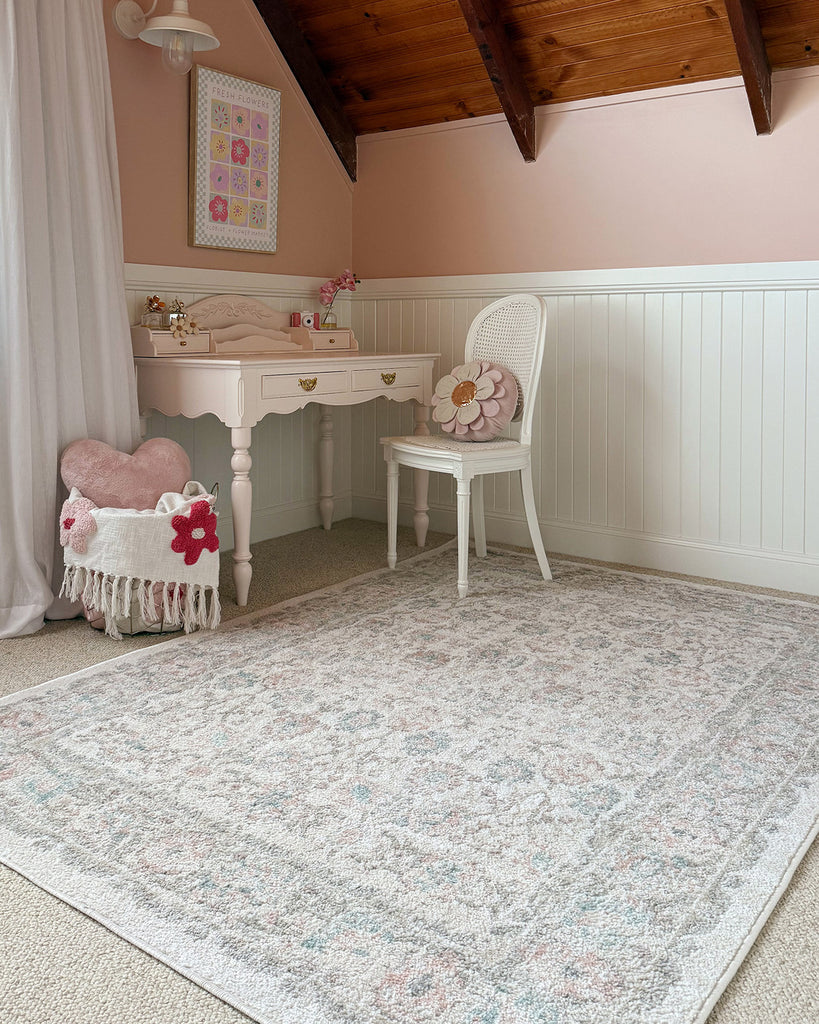Melrose Cream and Pink Traditional Rug