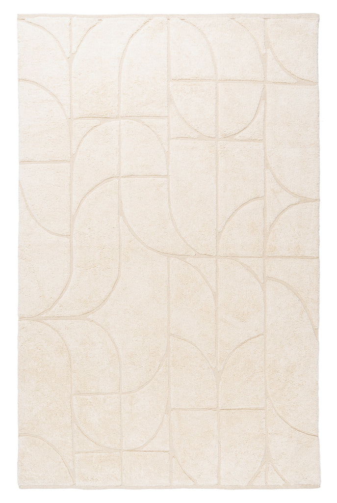 Mikaela Cream Beige Abstract Cotton Washable Rug