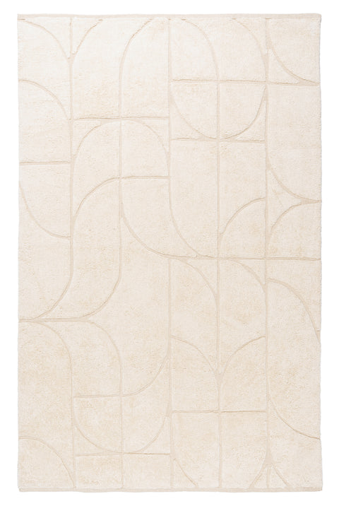 Mikaela Cream Beige Abstract Cotton Washable Rug