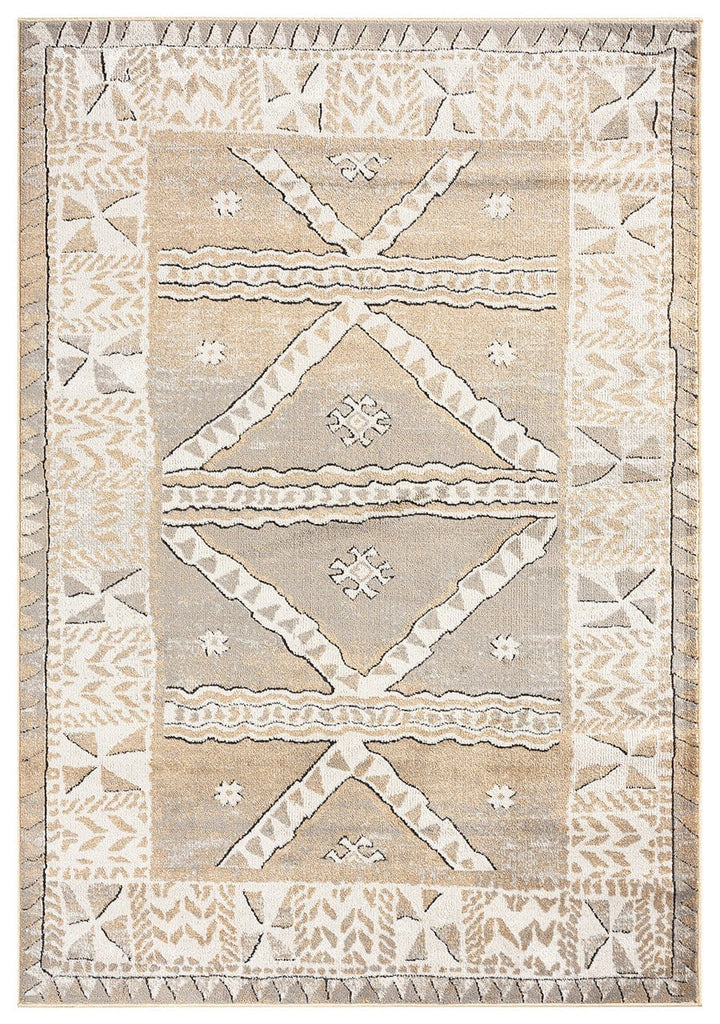 Moema Beige And Grey Transitional Tribal Rug