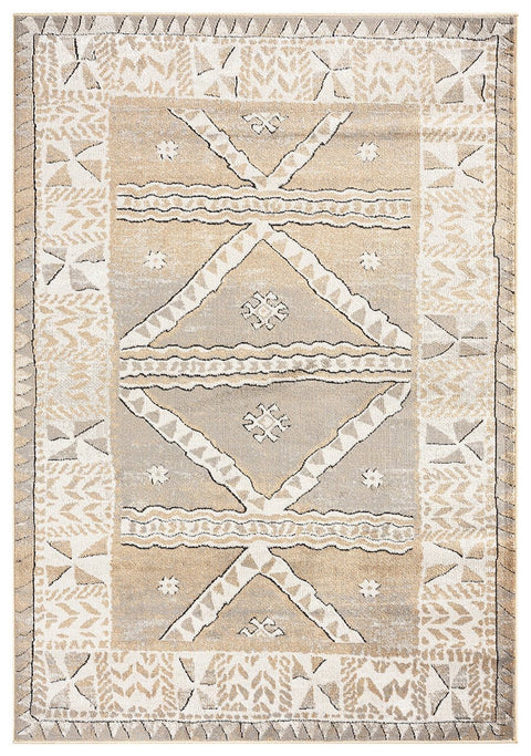 Moema Beige And Grey Transitional Tribal Rug