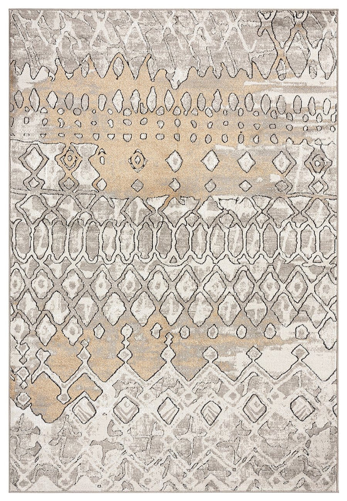Naavya Beige And Grey Abstract Tribal Rug