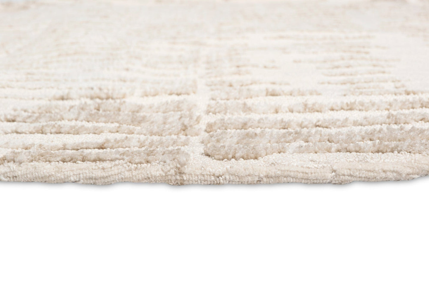 Nahba Ivory And Cream Textured Tribal Round Rug