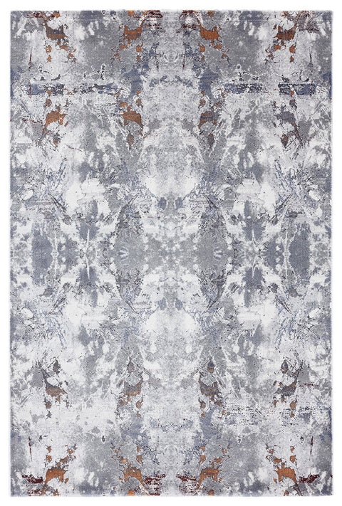 Neve Blue Grey and Bronze Transitional Motif Rug