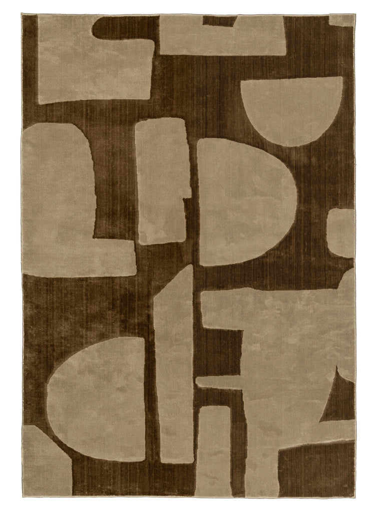 Nezar Brown Geometric Washable Rug