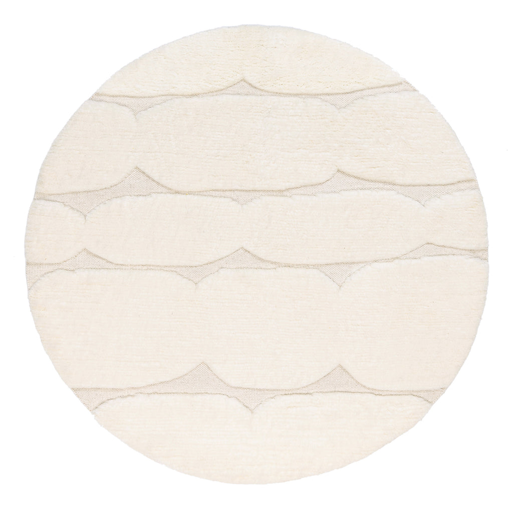 Omaira Ivory Textured Wool Round Rug