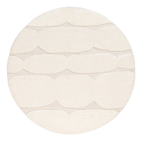 Omaira Ivory Textured Wool Round Rug