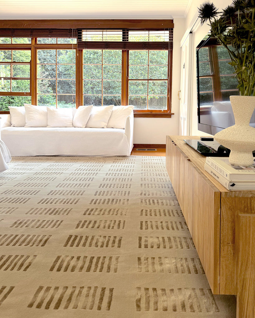 Ouargia Textured Geometric Neutral Rug