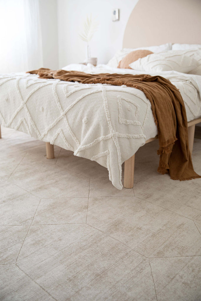 Parker Beige and Ivory Geometric Viscose Rug