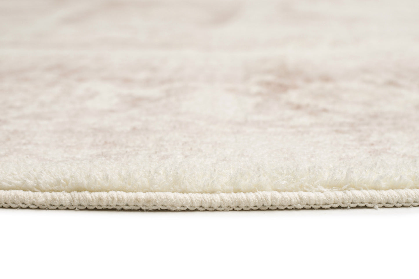 Patina Cream and Beige Distressed Washable Round Rug