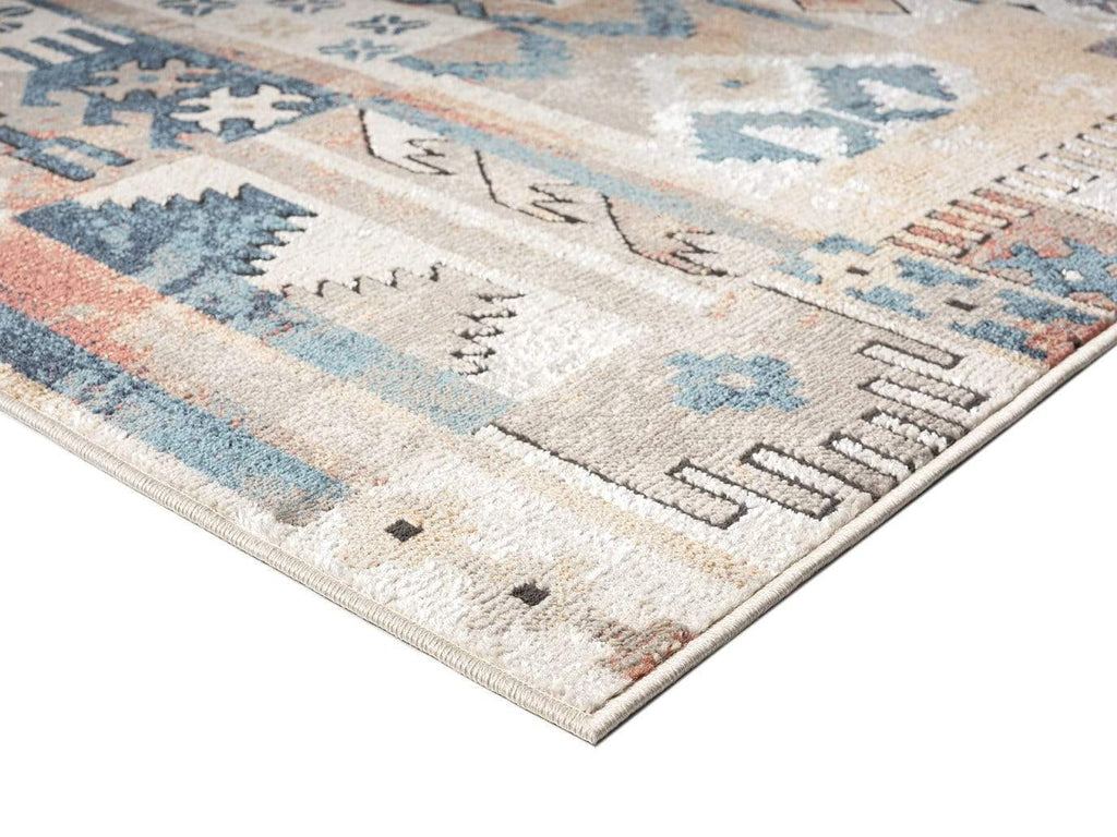 Pippa Orange And Blue Multi Colour Tribal Runner Rug