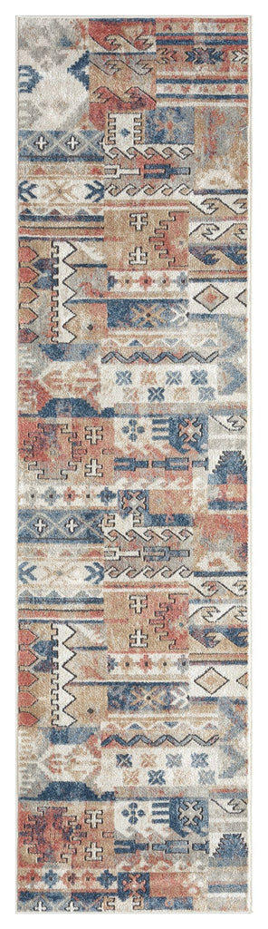 Pippa Orange And Blue Multi Colour Tribal Runner Rug