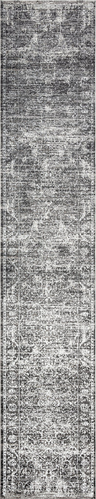 Raina Charcoal Grey And Ivory Traditional Distressed Runner Rug