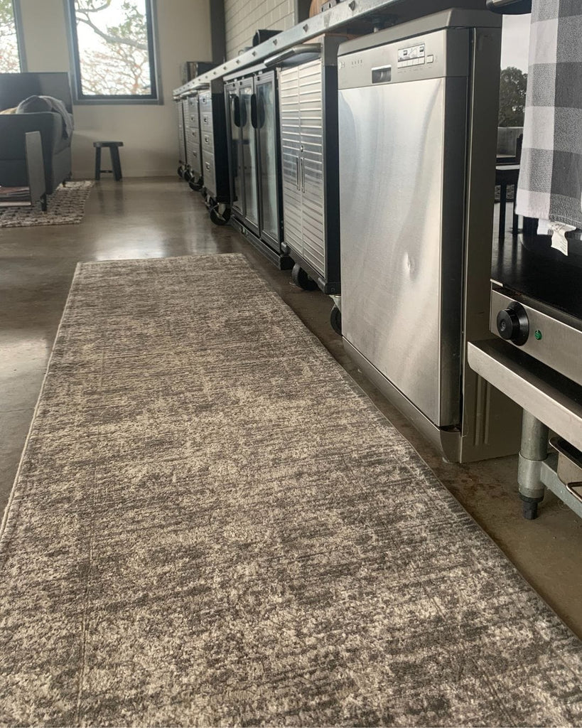 Raina Charcoal Grey And Ivory Traditional Distressed Runner Rug