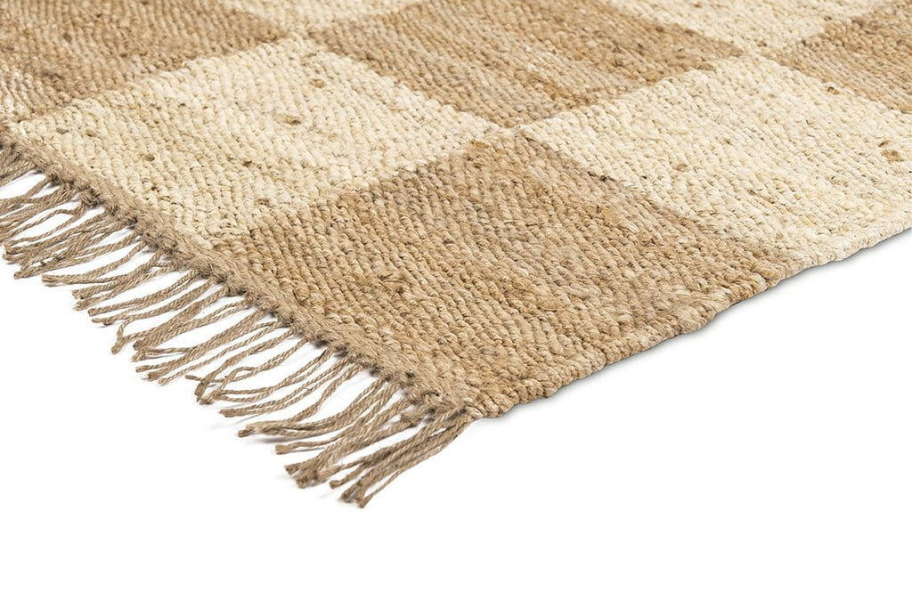 Riley Natural and Bleached Checkered Jute Runner Rug