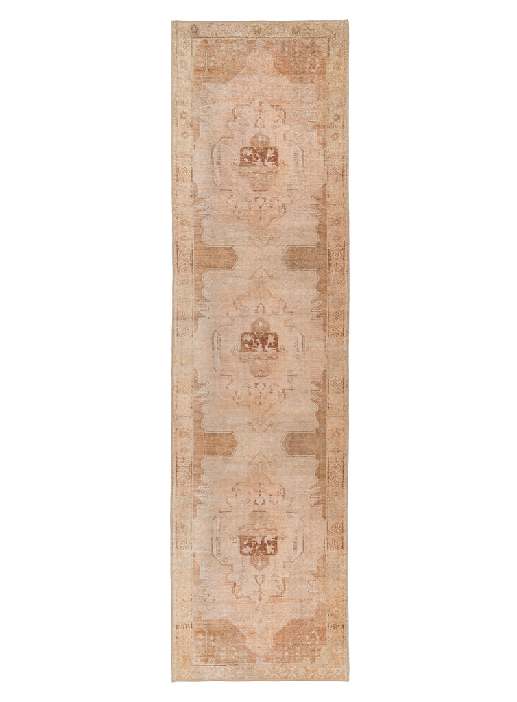 Sabine Cream and Rust Medallion Washable Runner Rug