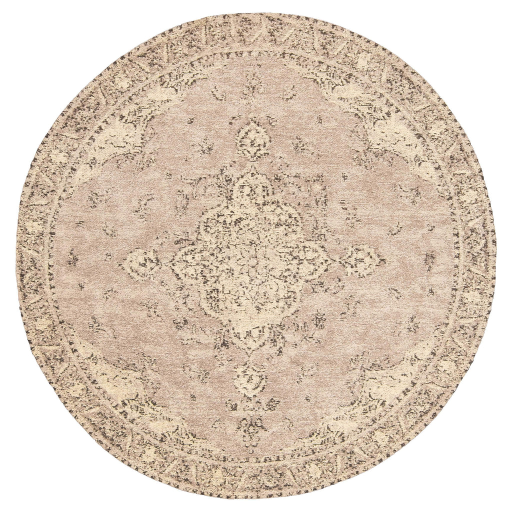 Sadie Coral Peach Turkish Style Distressed Round Rug