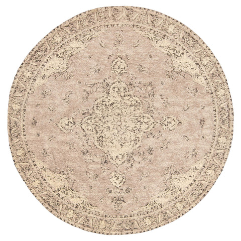 Sadie Coral Peach Turkish Style Distressed Round Rug