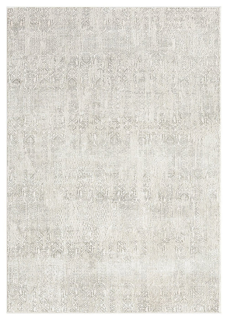 Sadiya Ivory and Grey Distressed Tribal Rug