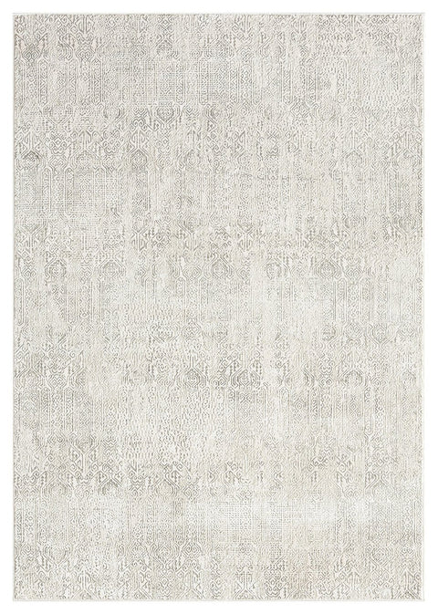 Sadiya Ivory and Grey Distressed Tribal Rug