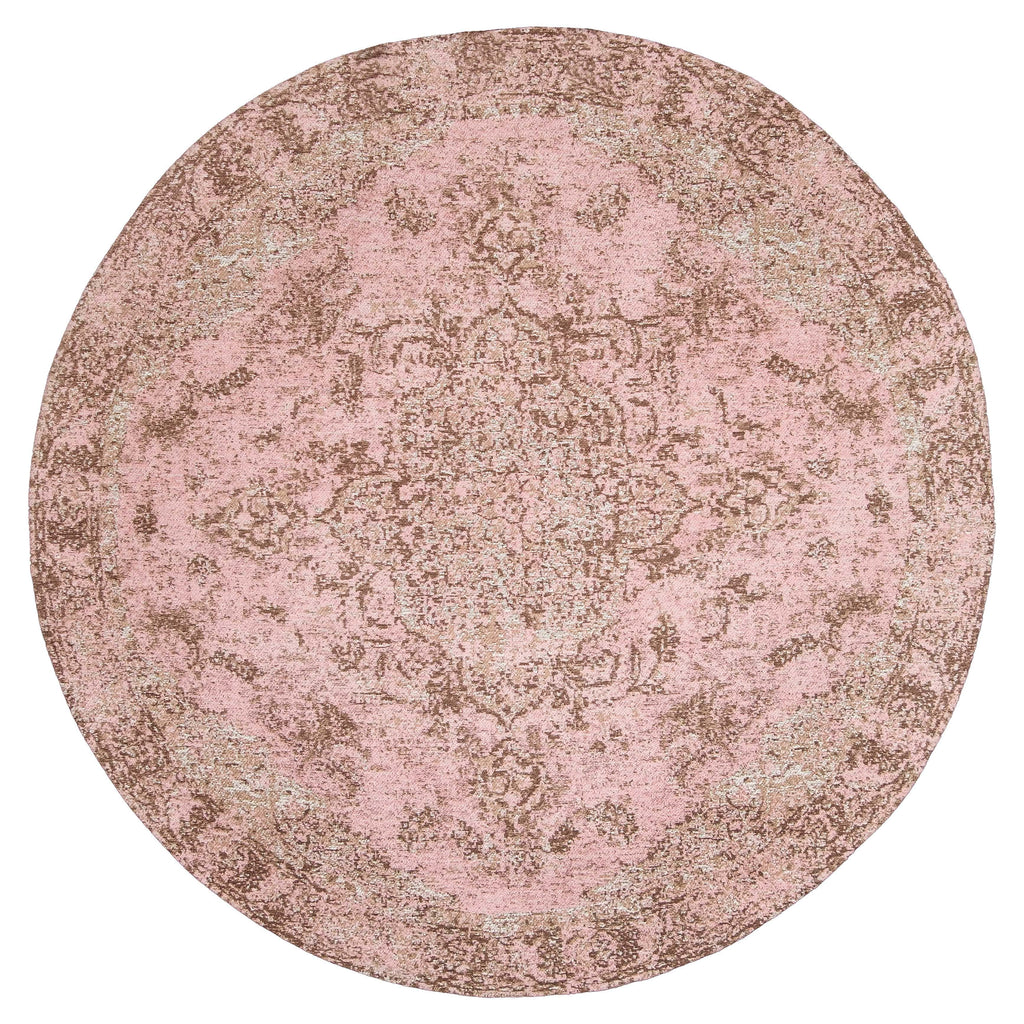 Sahara Turkish Style Pink Distressed Medallion Round Rug