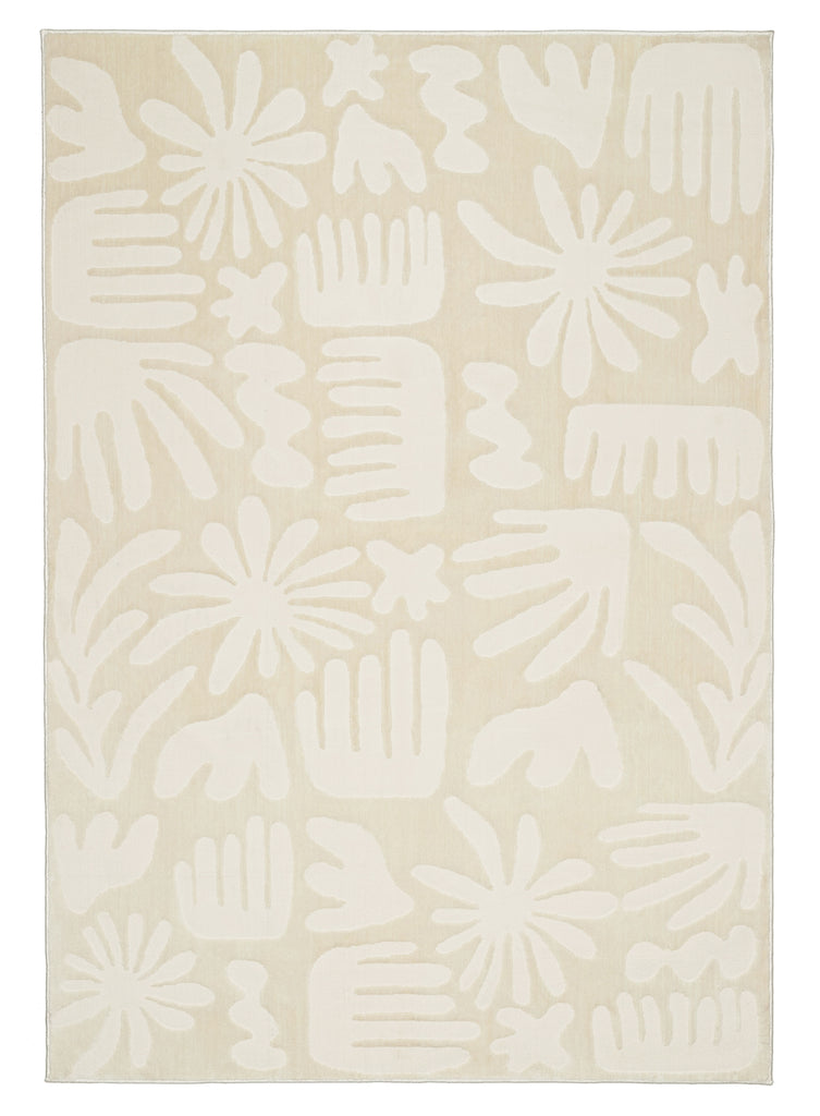 Salah Textured Abstract Neutral Washable Rug
