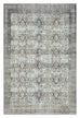 Santi Green and Grey Traditional Distressed Washable Rug