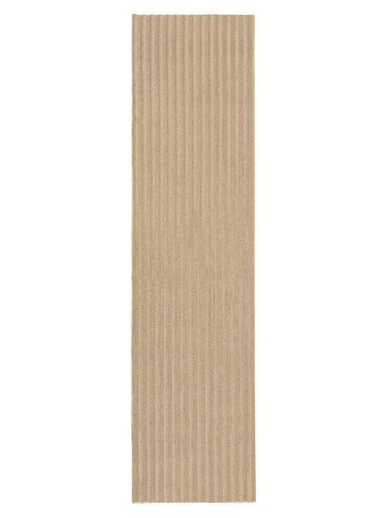 Sitti Beige Striped Washable Faux Fur Runner Rug