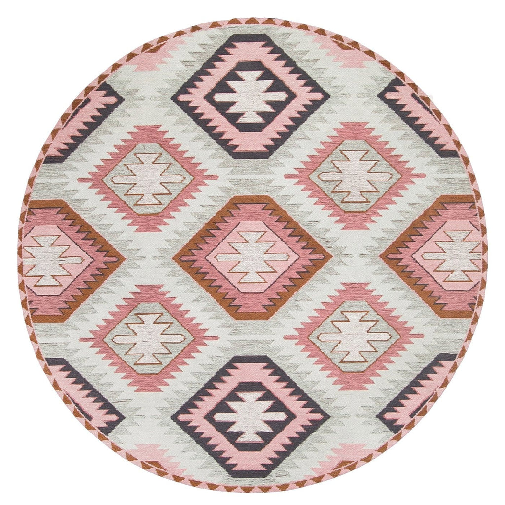 Suzie Pink and Green Round Rug