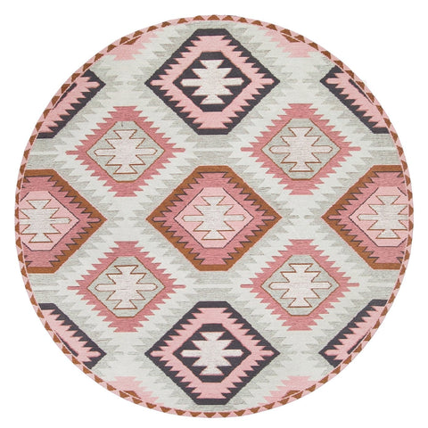 Suzie Pink and Green Round Rug